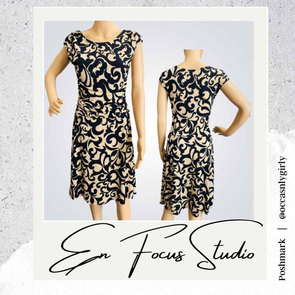Enfocus Studio Midi Cap Sleeves Ruched Waist